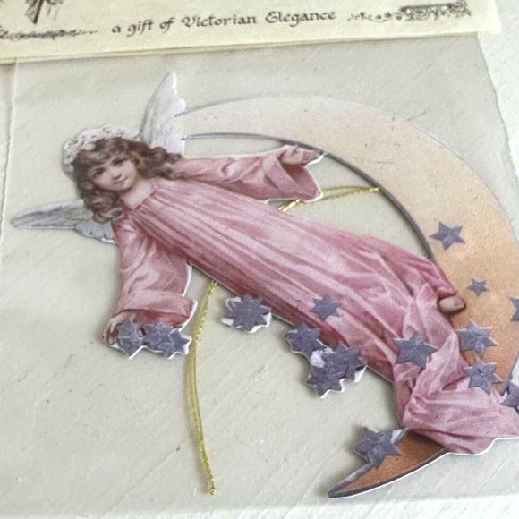 Vintage NOS Old Print Factory Victorian Die Cut Reversible Angels Christmas Deco - Picture 4 of 13
